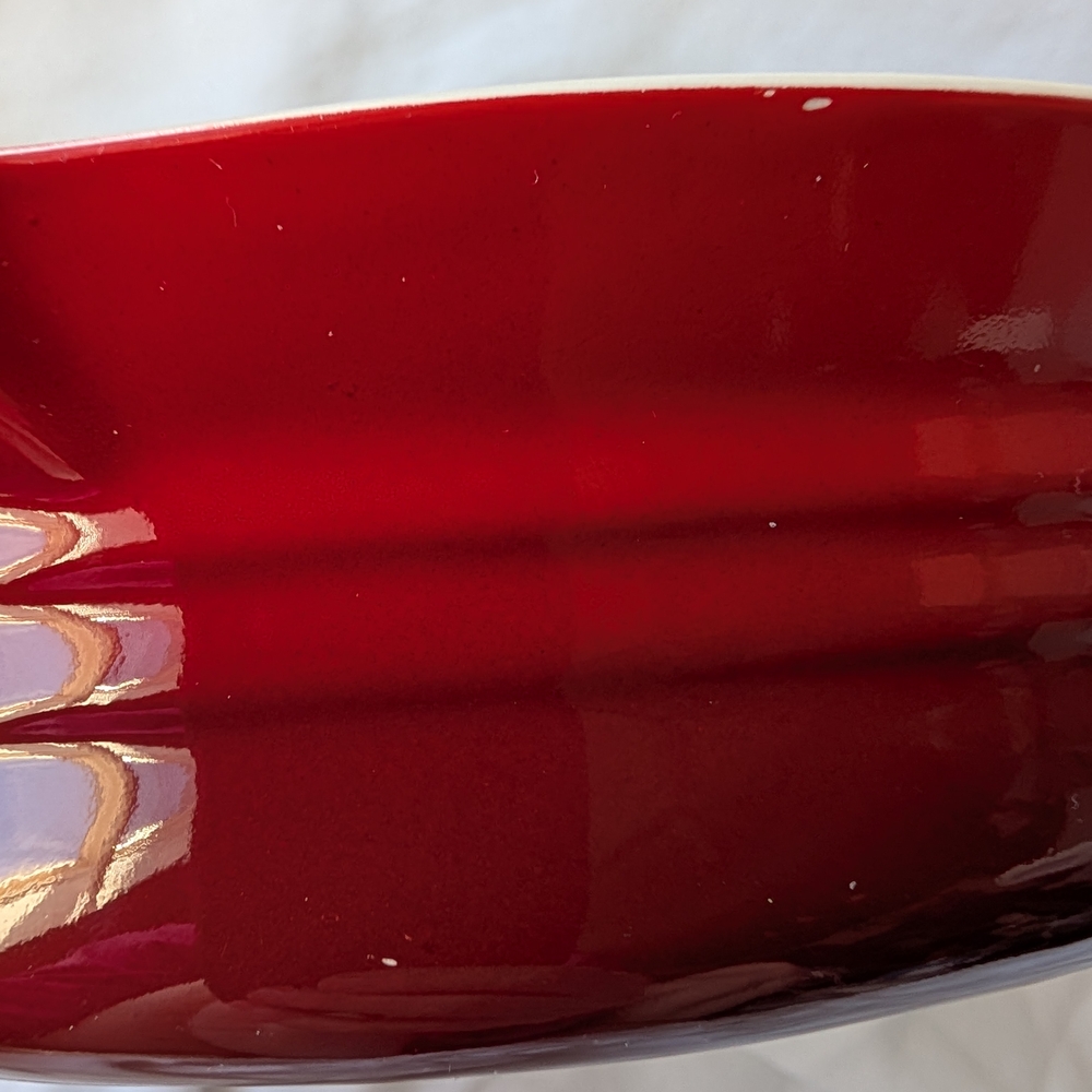 Le Creuset Red Oval Stoneware Baking Dish Tab Handles - Picture 11 of 12